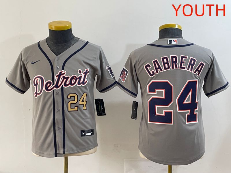 Youth 2025 Detroit Tigers #24 Cabrera Grey Game Nike MLB Jersey style 3->youth mlb jersey->Youth Jersey